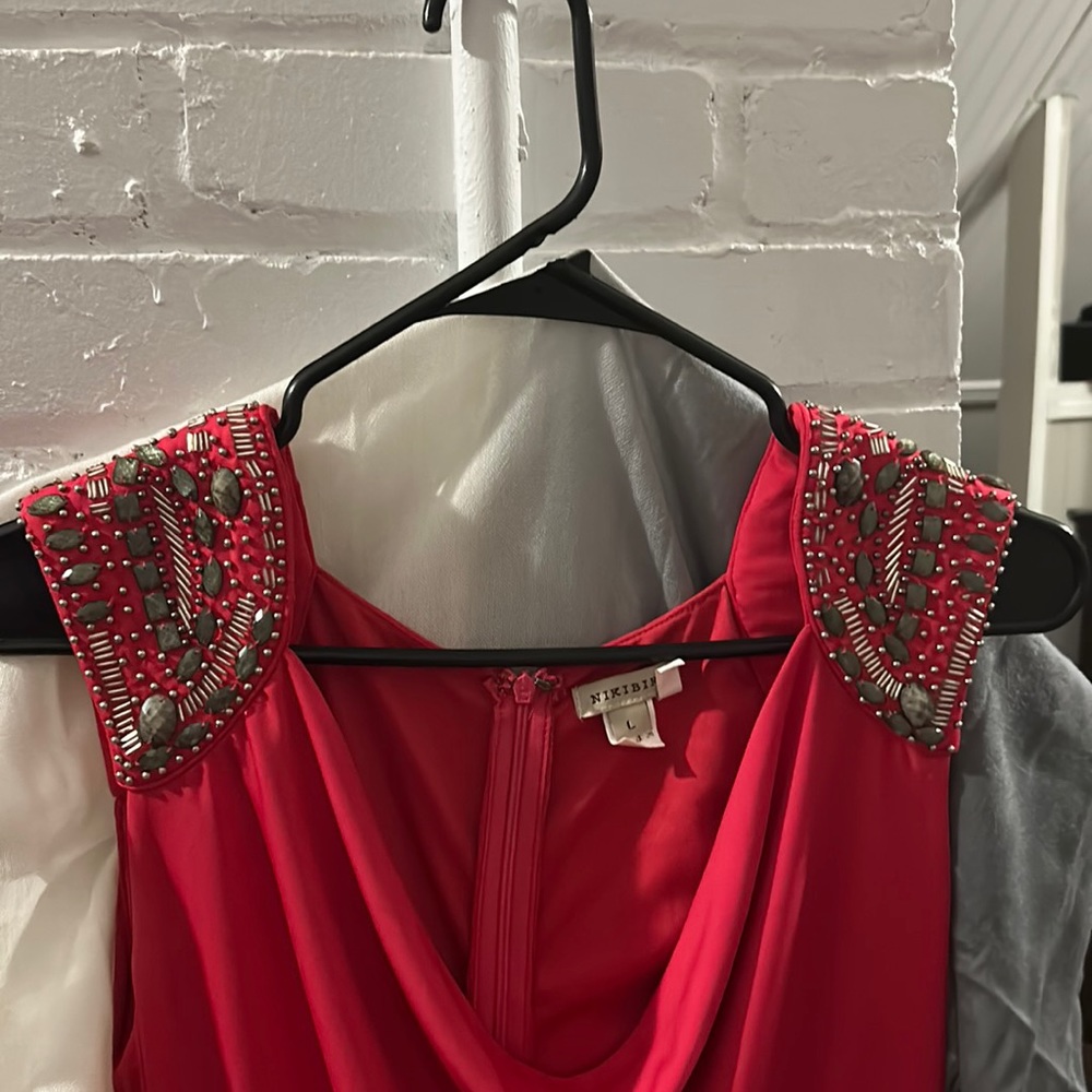 Nikibiki dress, size large in fuchsia pink with embellish shoulders.